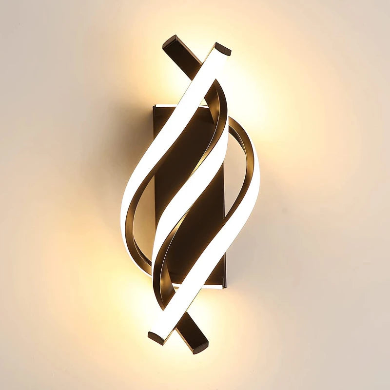Curved spiral LED wall light product view 4