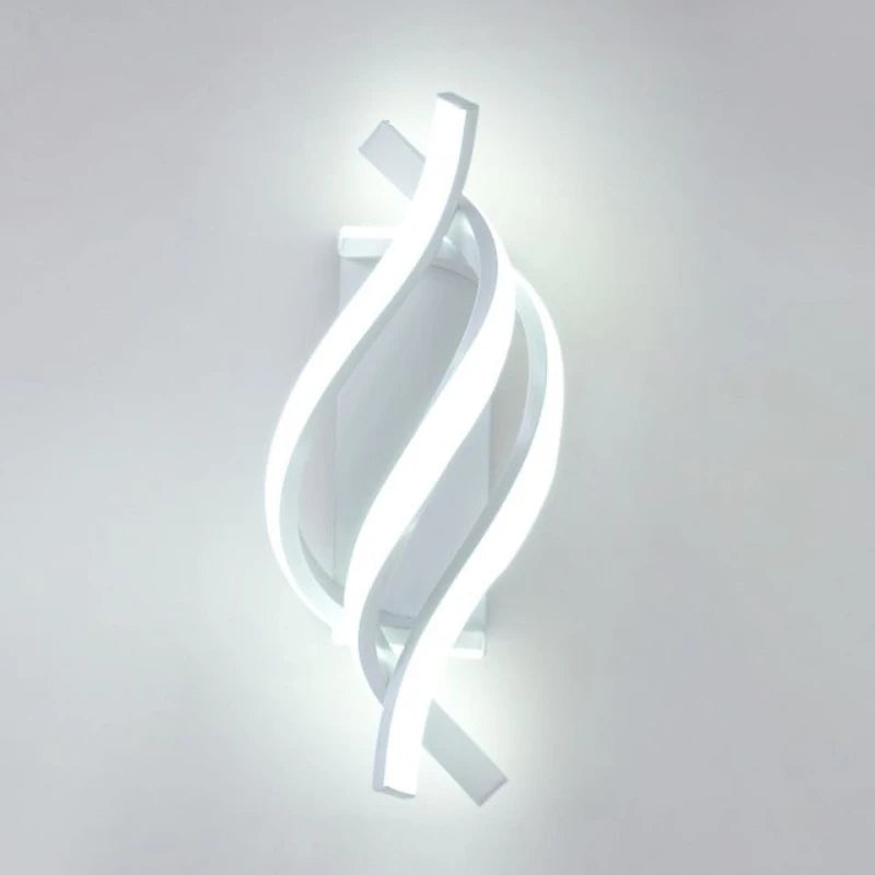 Curved spiral LED wall light product view 3