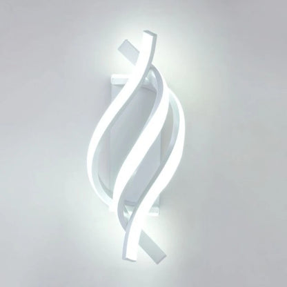Curved spiral LED wall light product view 3