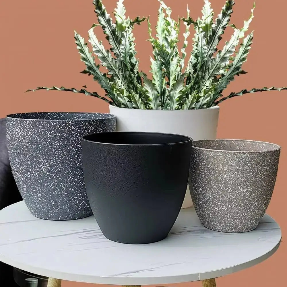 Frosted stone-effect planter product view 3