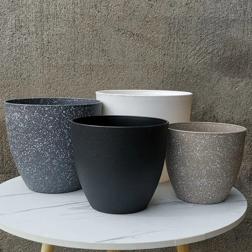 Frosted stone-effect planter product view 1