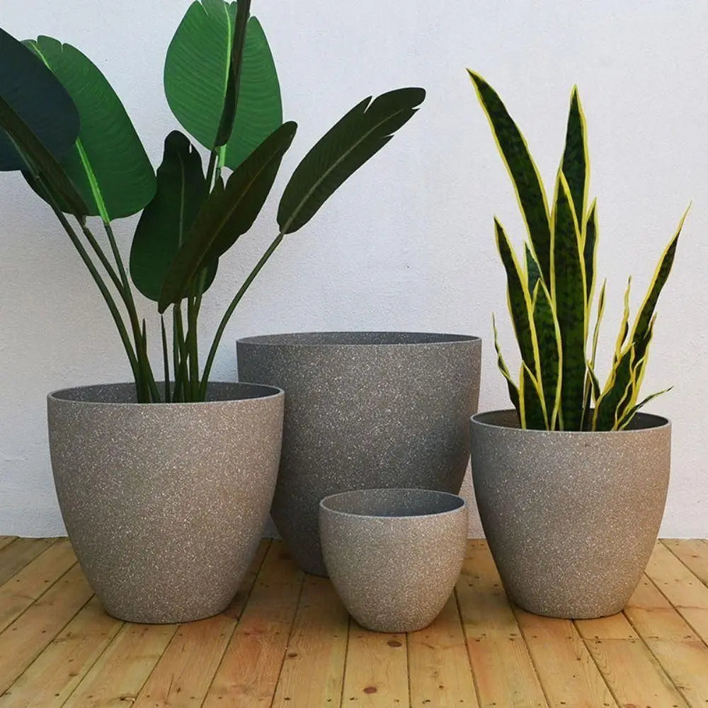 Frosted stone-effect planter product view 2