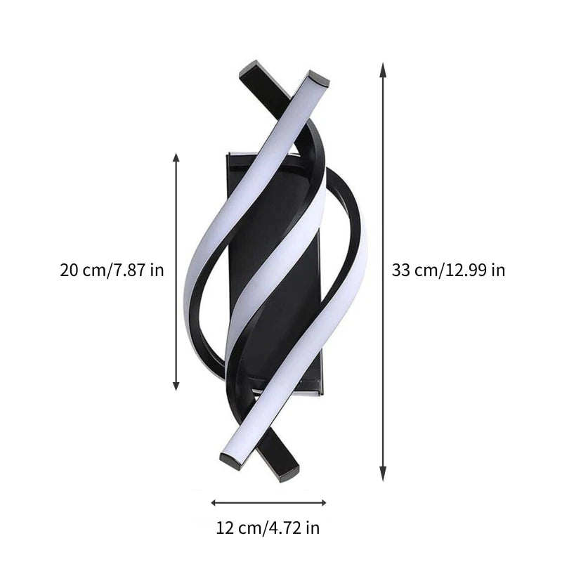 Curved spiral LED wall light product view 2