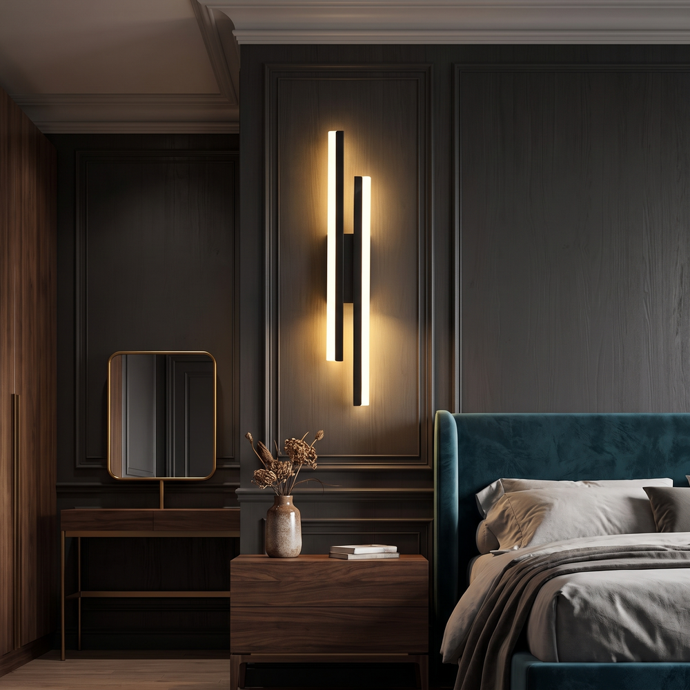 Copper-effect LED wall light in a premium interior