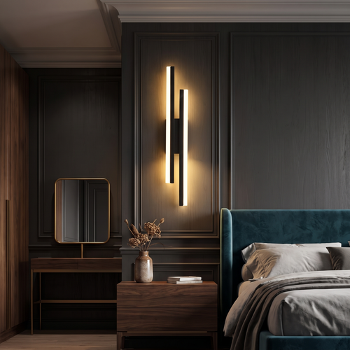 Copper-effect LED wall light in a premium interior