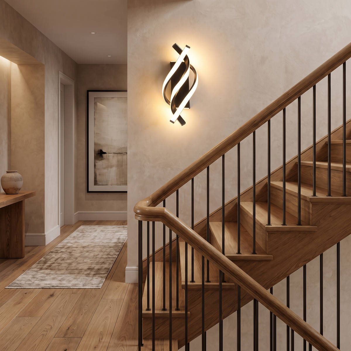 Curved spiral LED wall light hero