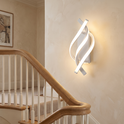 Curved spiral LED wall light white