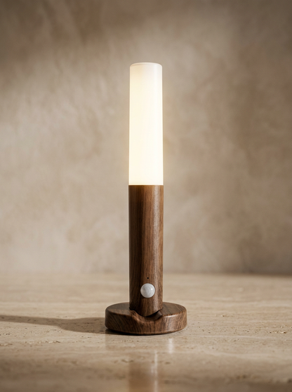 Dark wood rechargeable motion sensor LED night light