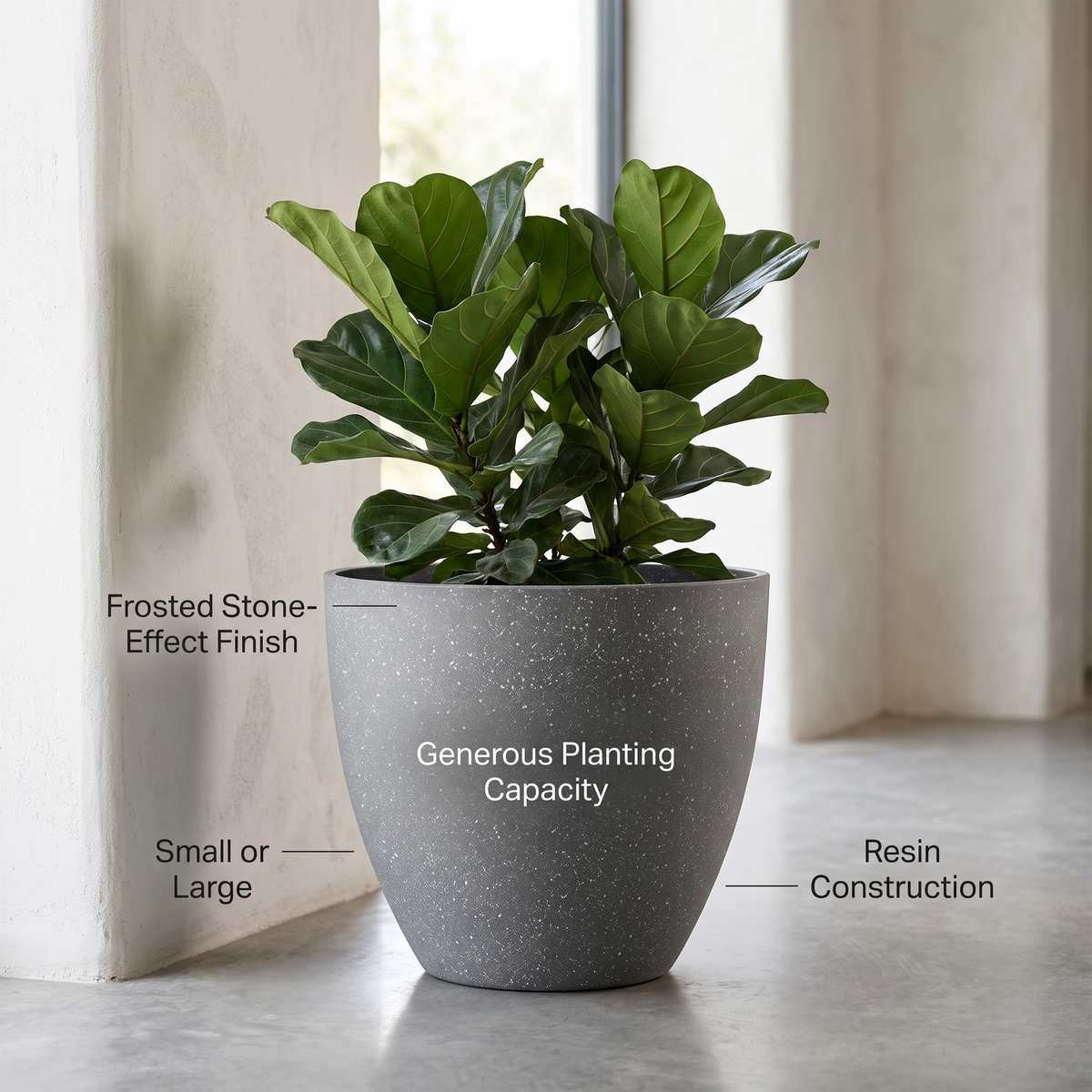 Frosted stone-effect planter benefits