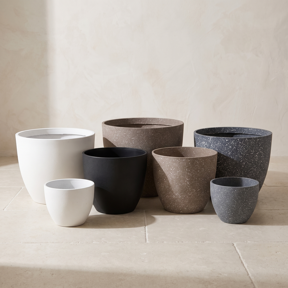 Frosted stone-effect planter collection hero