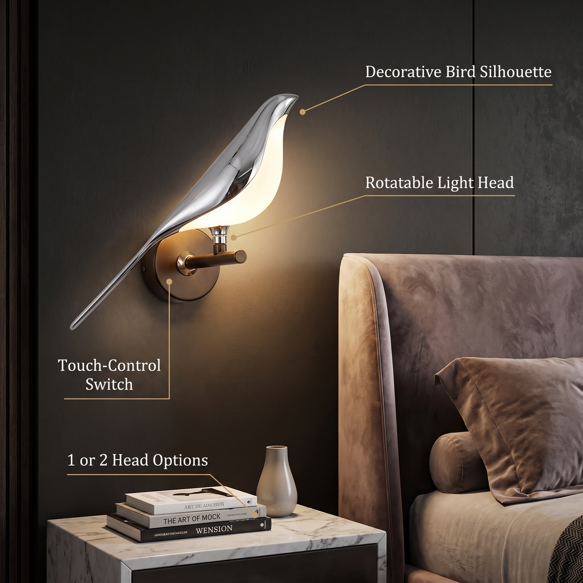 Nordic bird LED wall lamp benefits