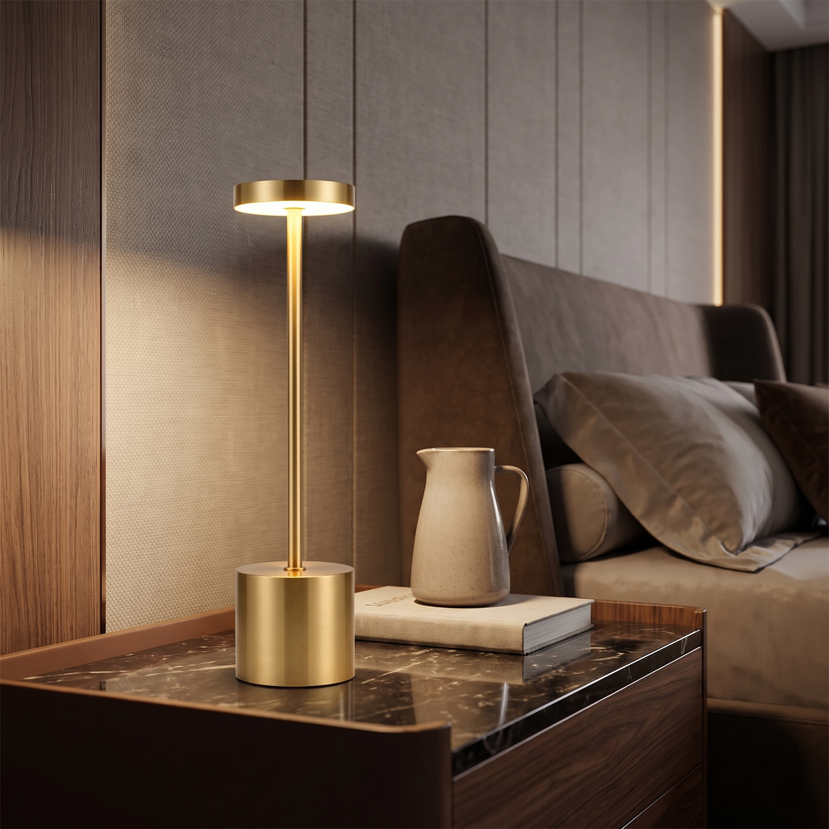 Gold rechargeable touch desk lamp hero