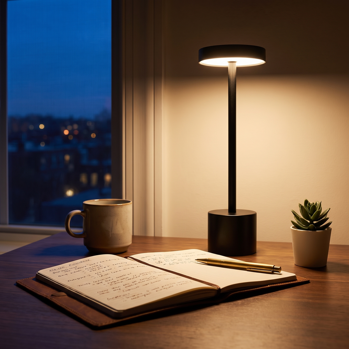 Rechargeable touch desk lamp in home office