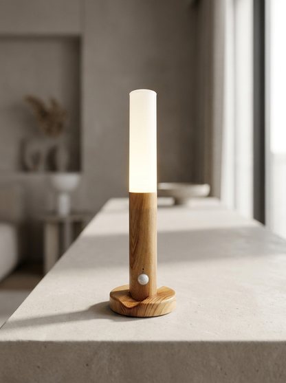Light wood rechargeable motion sensor LED night light