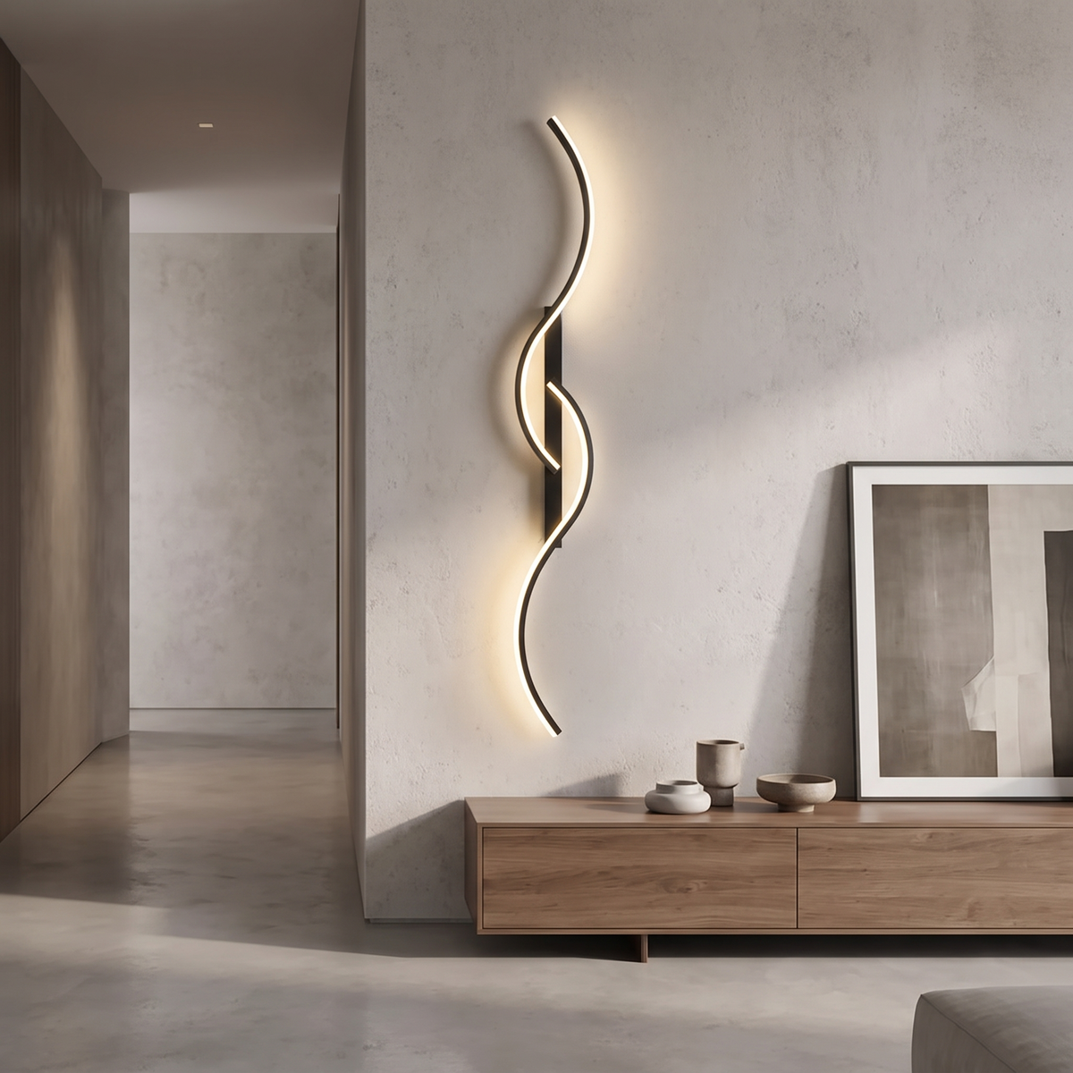 Minimalist LED wall sconce black 100cm