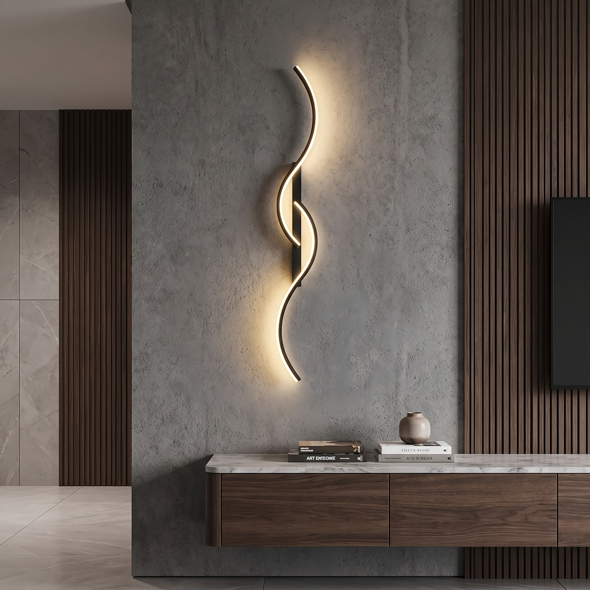Minimalist LED wall sconce black 60cm